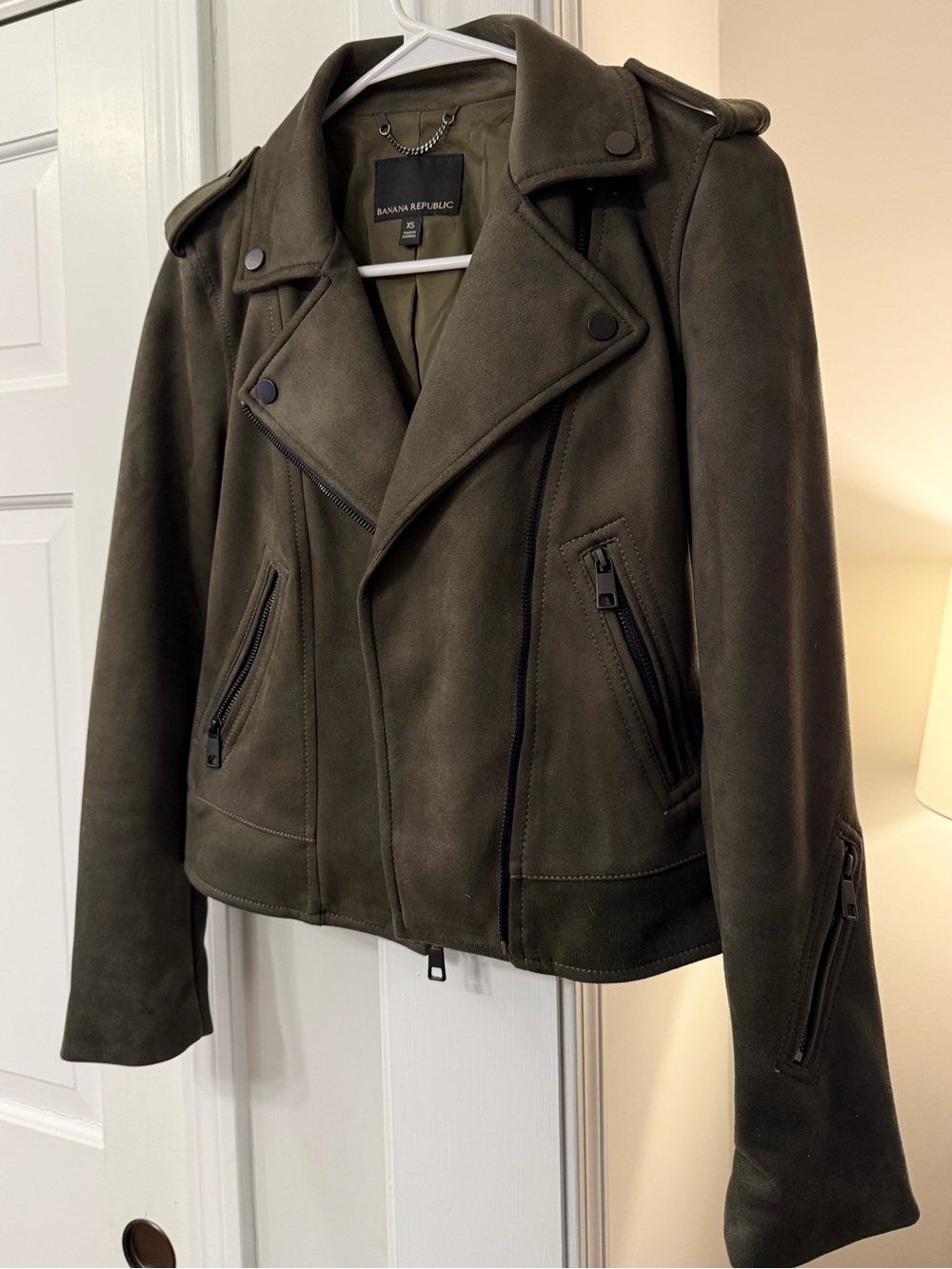 Banana Republic Olive Green Suede Moto Jacket